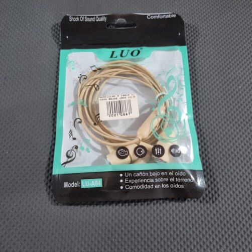 AURICULAR A CABLE C/GOMA BEIGE JACK LU-A04 LUO