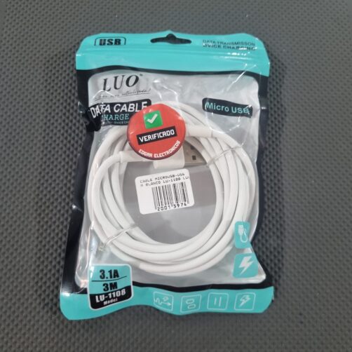 CABLE MICROUSB-USB 3M BLANCO LU-1108 LUO