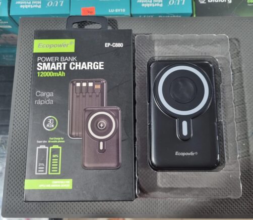 CARGADOR MAGSAFE CABLES NEGRO 12000MAH ECOPOWER