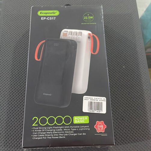 CARGADOR PORTATIL BLANCO 20000MAH ECOPOWER EP-C517