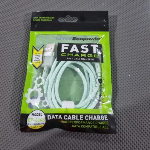 CABLE LIGHTNING-USB A EP-6043 VERDE 2.4A 1M MALLAD