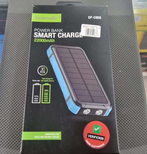 CARGADOR PORTATIL 22000MAH C/PANEL SOLAR