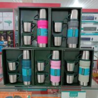KIT DE TERMO CON DOS VASOS 750 ML COLORIDO LUO