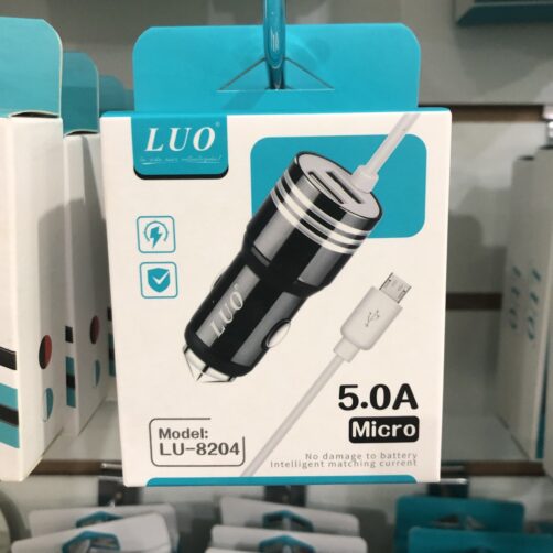 CARGADOR P/AUTO MICROUSB 2USB LUO LU-8204