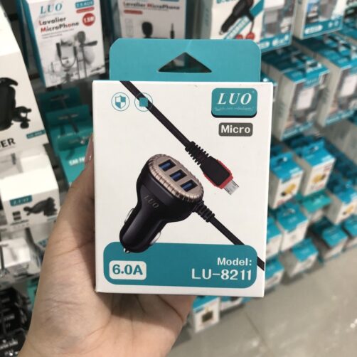 CARGADOR P/AUTO MICROUSB 3USB LUO LU-8211