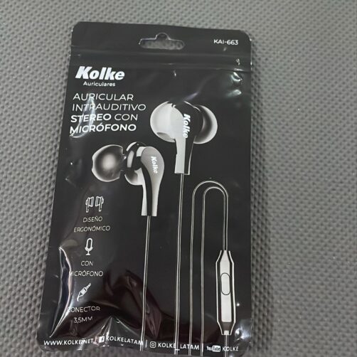 AURICULAR A CABLE CON MICROFONO NEGRO