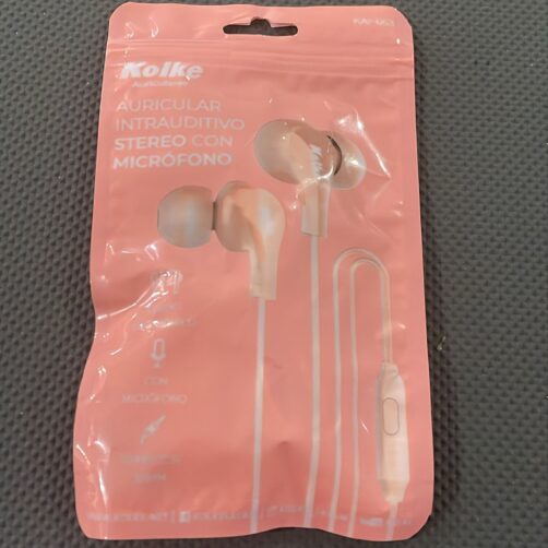 AURICULAR A CABLE CON MICROFONO ROSA