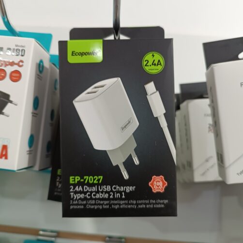 CARGADOR DE ECOPOWER EP-7027 2USB C/CABLE TYPEC