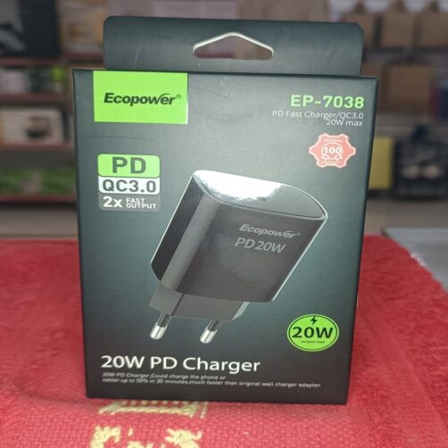 CARGADOR ENCHUFE TYPEC,USB 20W EP-7038 ECOPOWER