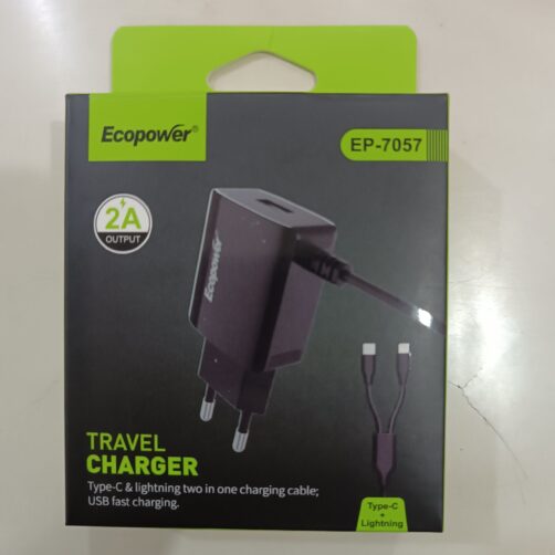 CARGADOR ECOPOWER TYPEC Y LIGHTNING 1USB EP-7057