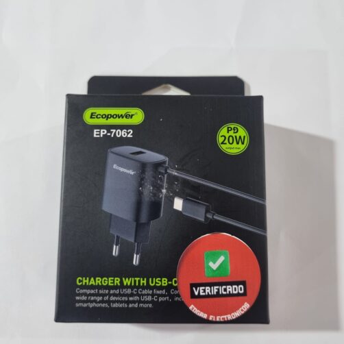 CARGADOR COMPLETO TIPOC 20W+USBA EP-7062 ECOPOWER