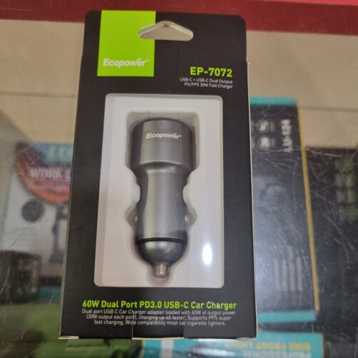 FUENTE P/AUTO CENICERO 60W TIPOC EP-7072 ECOPOWER