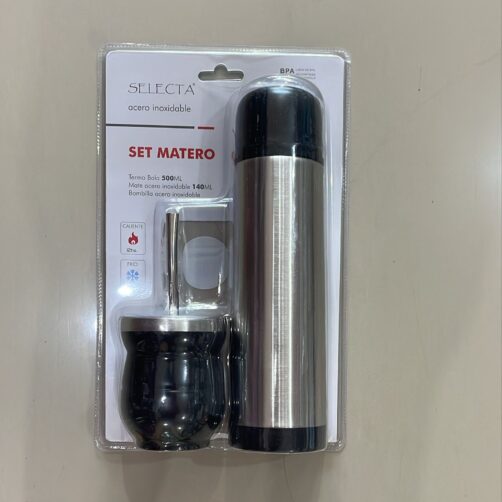 SET MATE C/BOMBILLA Y TERMO 500ML NEGRO