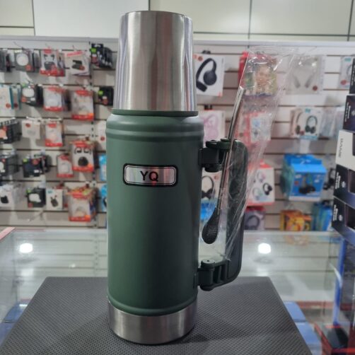 TERMO+BOMBILLA H-10298 VERDE 1L MANGO RETRAIBLE