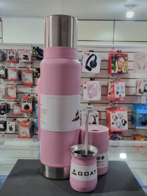 TERMO+GUAMPA+RECIPIENTE ROSA 1,2L KIT GOAT 4X1