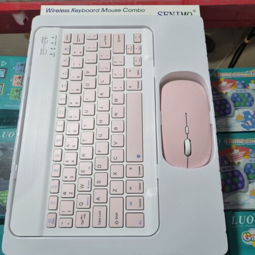 TECLADO+MOUSE INALAMBRICO BLUETOOTH ROSA SENIMO